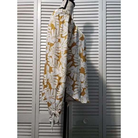 One Clothing Off Shoulder Tunic Top Women's Medium Gold Leaf Print Slit Sleeve - Picture 4 of 10
